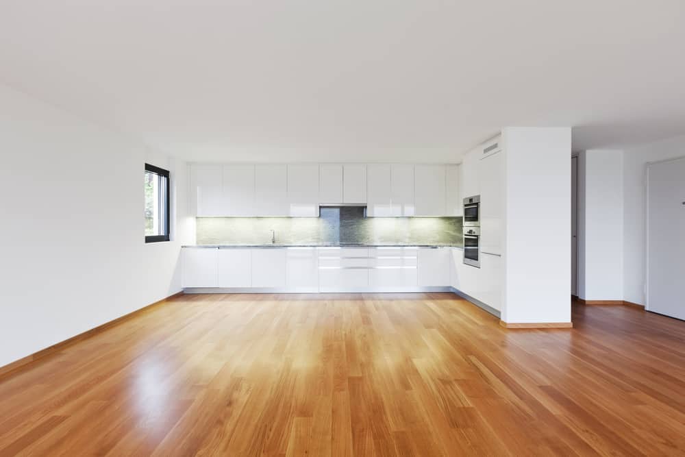 types of wood flooring | wood floor in an open plan kitchen