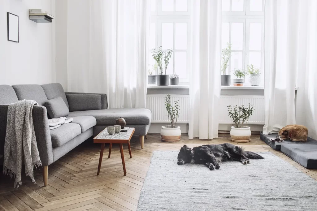 Reclaimed Parquet Flooring | Living room with parquet flooring
